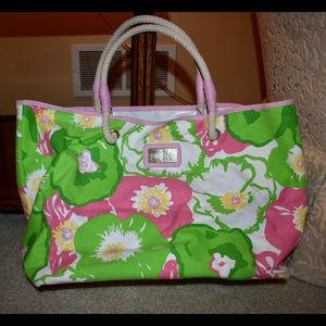 Lilly Pulitzer Green Pink White Tote Bag